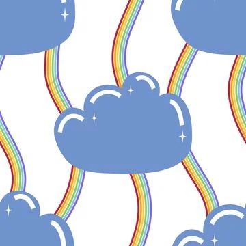 Rainbow and clouds seamless cartoon lgbt pride summer pattern for wrapping .. Stock Illustration