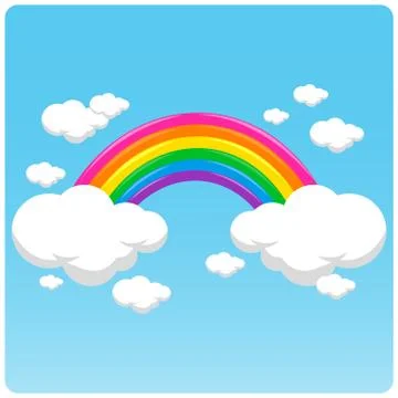 Rainbow and clouds in the sky. Vector Illustration Stock Illustration