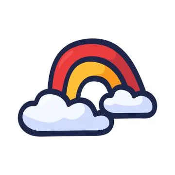 Rainbow and clouds vector on a white background. Object isolated illustration Stock Illustration