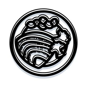 Rainbow and clouds weather icon black and white Stock Illustration