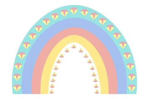 Rainbow and diamonds. Boho style. Vector illustration. Illustrazione stock
