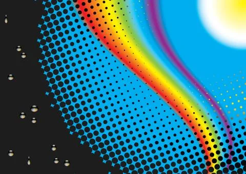 Rainbow and drops. Stock Illustration