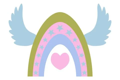 Rainbow and heart. Boho style. Vector illustration. Illustrazione stock