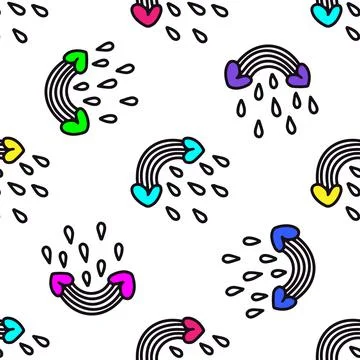 Rainbow and hearts pattern. Romantic pattern Stock Illustration