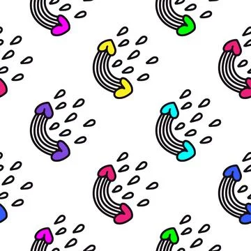 Rainbow and hearts pattern. Romantic pattern Stock Illustration