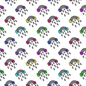 Rainbow and hearts pattern. Romantic pattern Stock Illustration