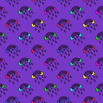 Rainbow and hearts pattern. Romantic pattern イラスト素材