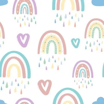 Rainbow and hearts pattern. Valentines Day Illustrazione stock