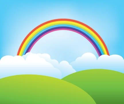 Rainbow and hills background Иллюстрация