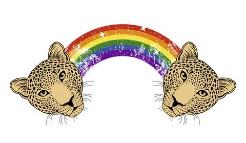 Rainbow and leopards Stock Illustration