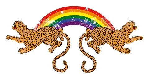 Rainbow and leopards Stock Illustration