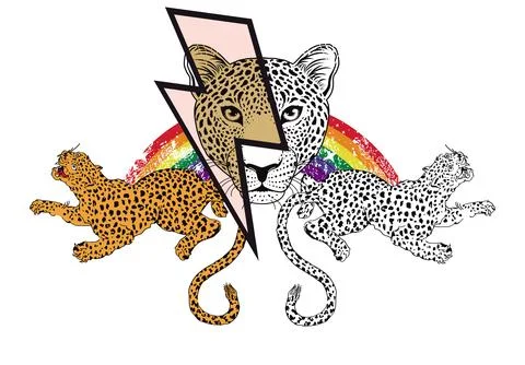 Rainbow and leopards Stock Illustration