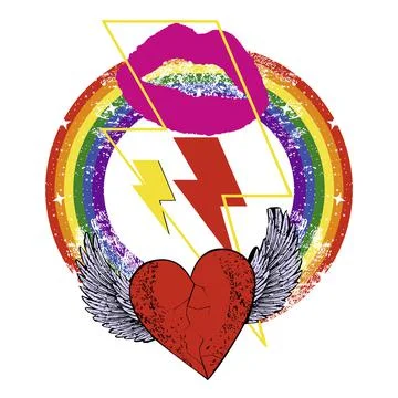 Rainbow and lips Stock Illustration