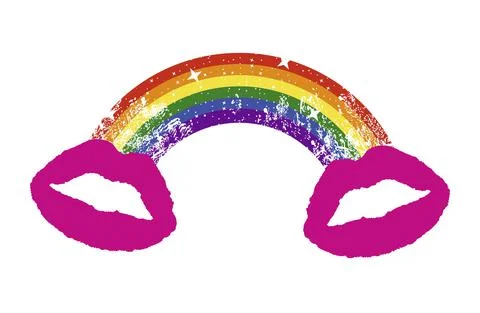 Rainbow and lips Stock Illustration