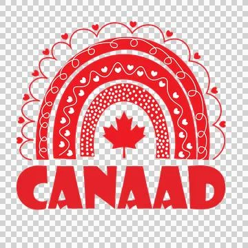 Rainbow And Maple Leaf Design decorative hearts art Ilustración de archivo
