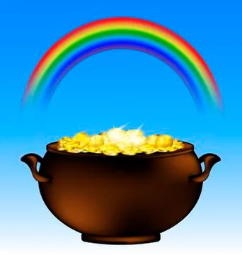 Rainbow and pot of gold Stock Illustration