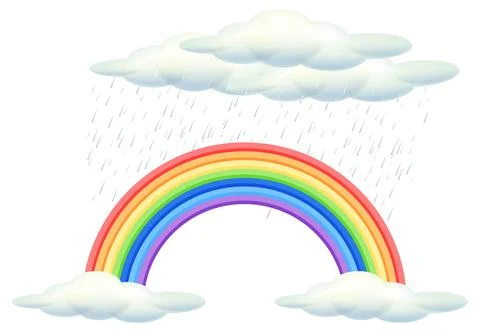 Rainbow and Rainy Clouds Illustration Illustrazione stock