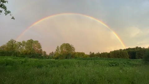 Rainbow and sky , after rain in the village Stock Footage 201760587