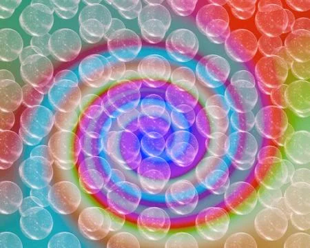 A rainbow and soap bubbles Stock Illustration