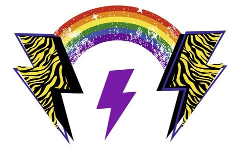 Rainbow and thunderbolt Stock Illustration
