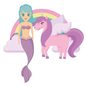 Rainbow and unicorns design Ilustração Stock