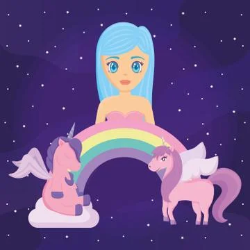 Rainbow and unicorns design Ilustração Stock
