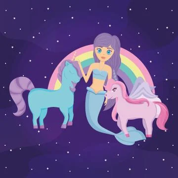 Rainbow and unicorns design Ilustração Stock