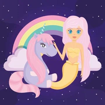 Rainbow and unicorns design Ilustração Stock