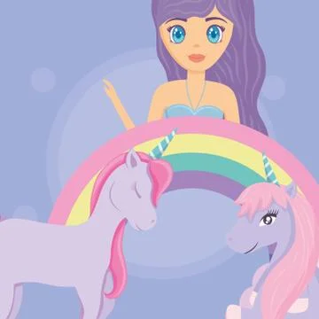 Rainbow and unicorns design Ilustração Stock