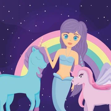 Rainbow and unicorns design Ilustração Stock