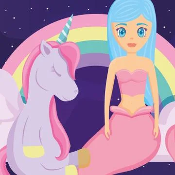 Rainbow and unicorns design Ilustração Stock