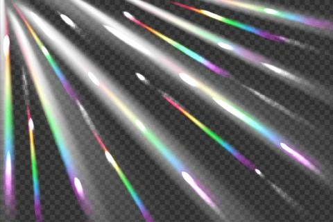 Rainbow angle prism rainbow light. Sun rays overlay effect. Stock Illustration