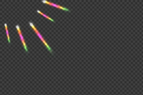 Rainbow angle prism rainbow light. Sun rays overlay effect. Stock Illustration