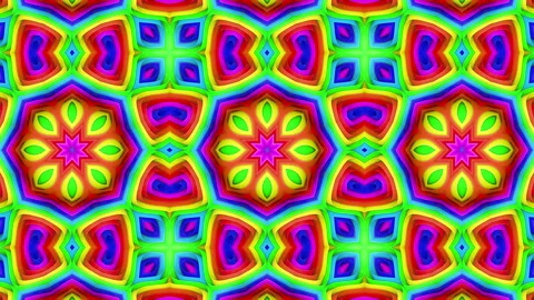 Rainbow animated kaleidoscope patterns. 3d multicolored loop background. 3d rend Stock Footage 139594099