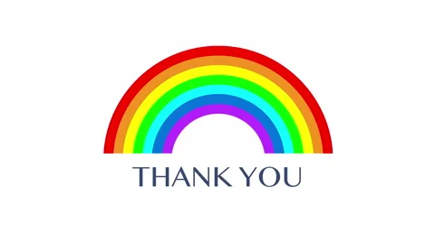 Rainbow animation with thank you text on a white background Stock Footage 152660636