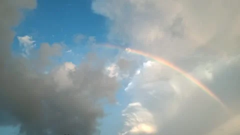 Rainbow Appearing in Blue Sky After Rain – Nature and Weather Footage Stock Footage 319512272
