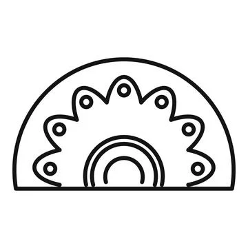 Rainbow appearing over simple flower with rounded petals icon Ilustração Stock