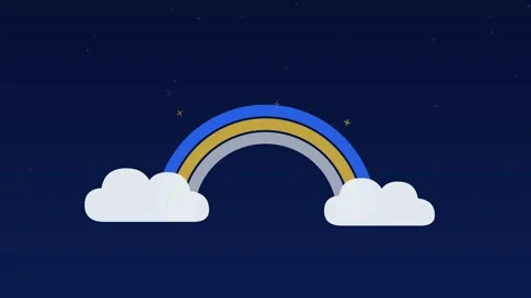 Rainbow arc drawing clouds sky sapphire weather loop Video stock 342612423
