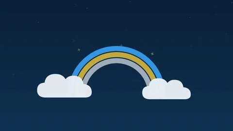 Rainbow arc drawing clouds sky weather concept loop Stock Footage 342612430