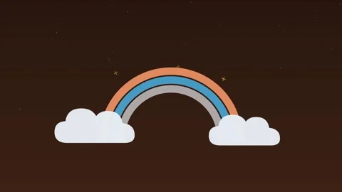 Rainbow arc drawing clouds sky peach weather loop Stock Footage 342612431
