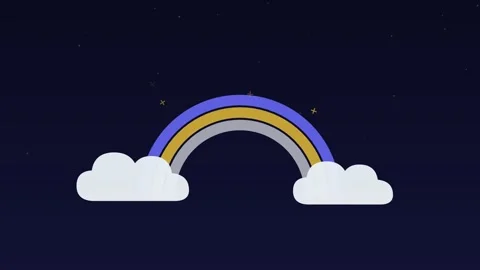 Rainbow arc drawing clouds sky midnight weather loop Stock Footage 342612435