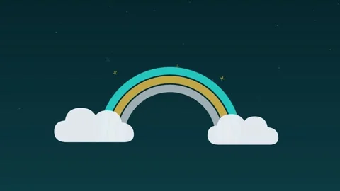 Rainbow arc drawing clouds sky turquoise weather loop Stock Footage 342612436