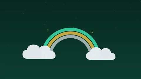 Rainbow arc drawing clouds sky seafoam weather loop Stock Footage 342612451