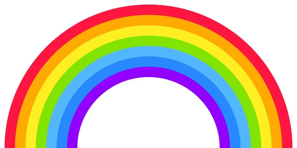 Rainbow arc shape, half circle, bright spectrum colors, colorful striped patt Illustrazione stock