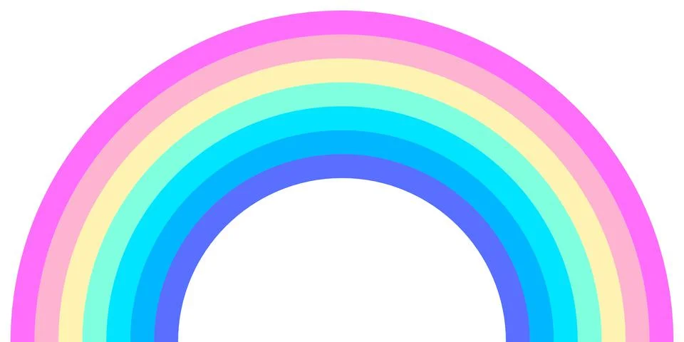 Rainbow arc shape, half circle, pastel neon spectrum colors, colorful striped Stock Illustration