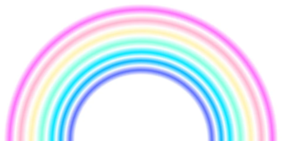 Rainbow arc shape, half circle, pastel neon spectrum colors, colorful striped Stock Illustration