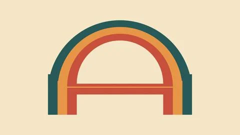 Rainbow arch logo design with gradient colors on neutral background Stock Illustration