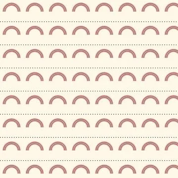 Rainbow arches pattern with dotted lines on white background Stock Illustration
