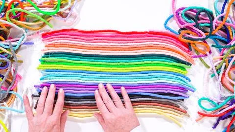 Rainbow Array of Clay Bead Strands Fotos de archivo