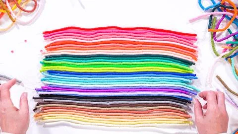 Rainbow Array of Clay Bead Strands Stock Photos